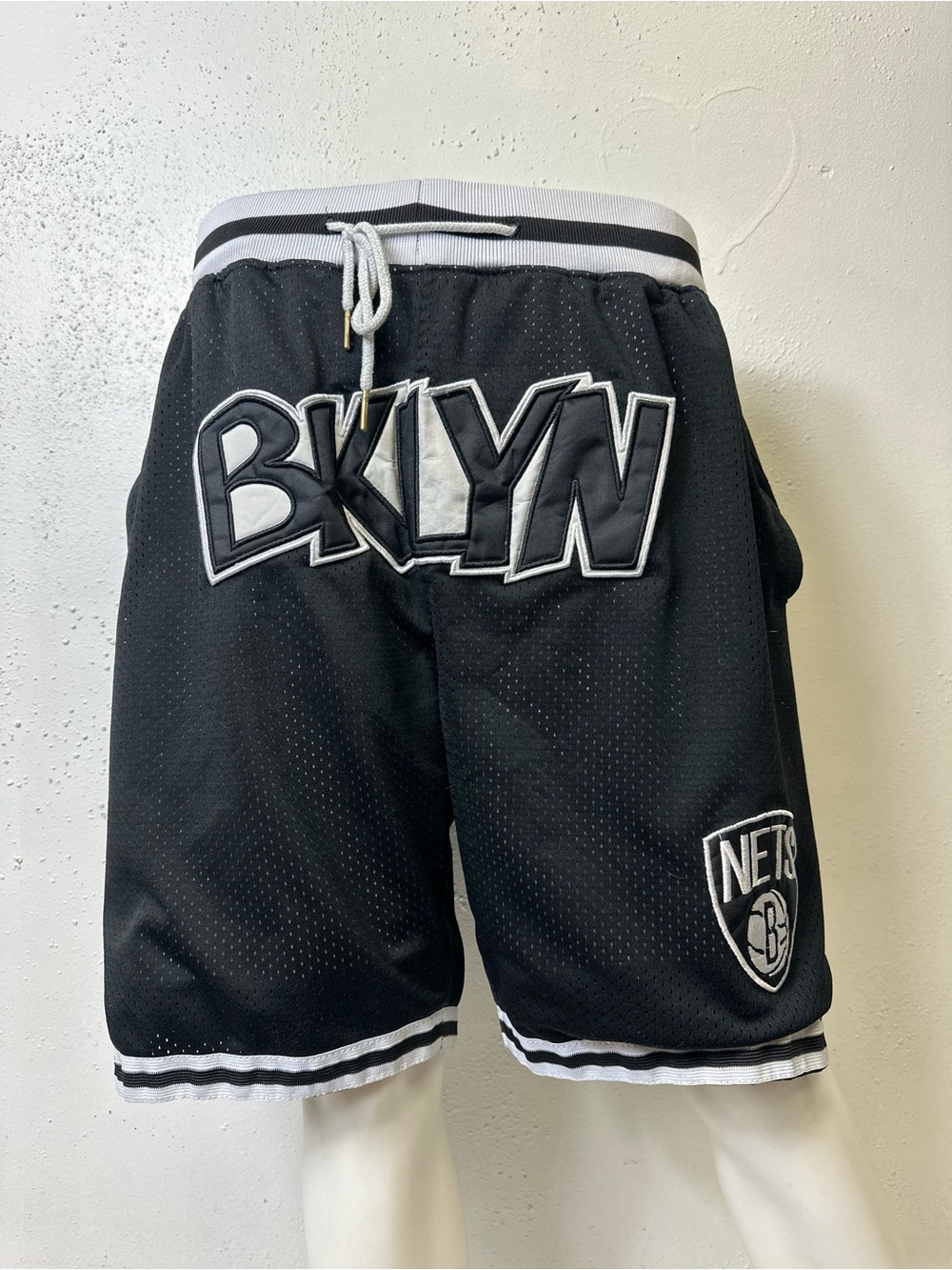 Just Don Black Mesh BKLYN Basketball Shorts with White Trim